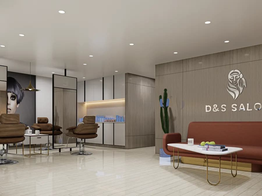 Men’s grooming lounge interior design with luxury ambiance