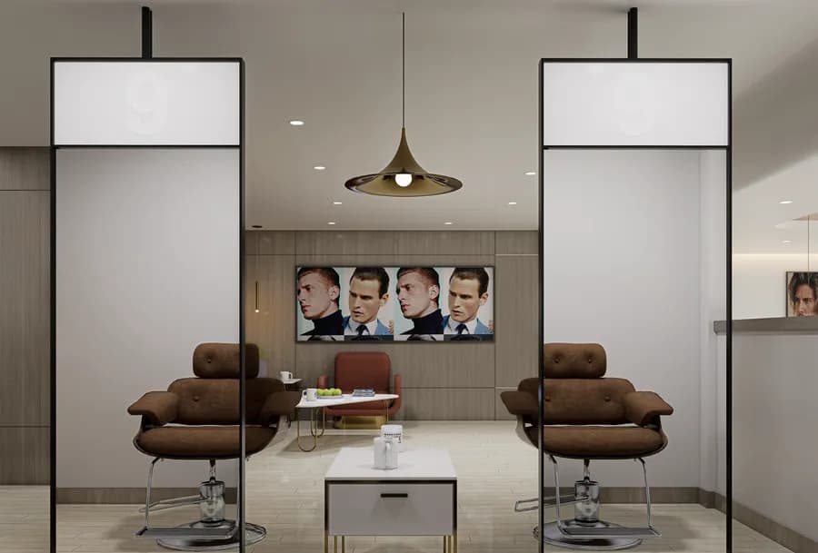 Classic barber shop interior design with modern twist in Bangladesh