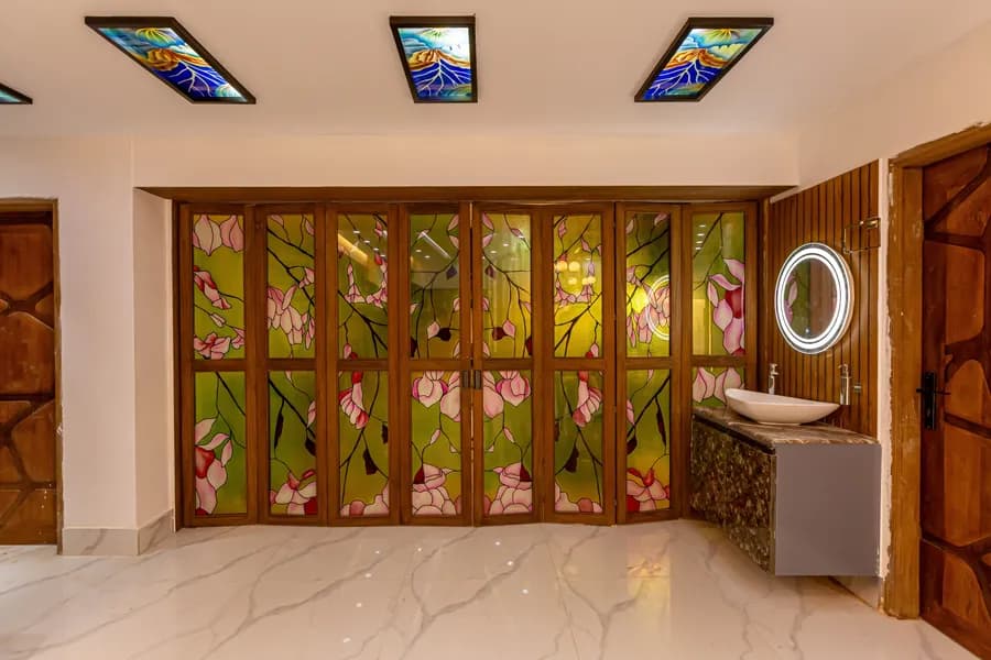 Modern decorative wall design in luxury apartment interior