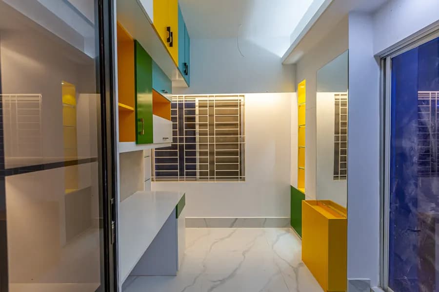 Elegant modular storage solution for modern apartment
