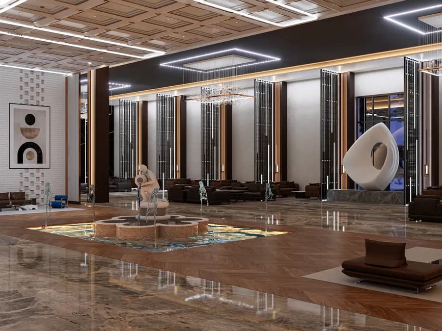 Modern hotel reception lobby interior design in Bangladesh