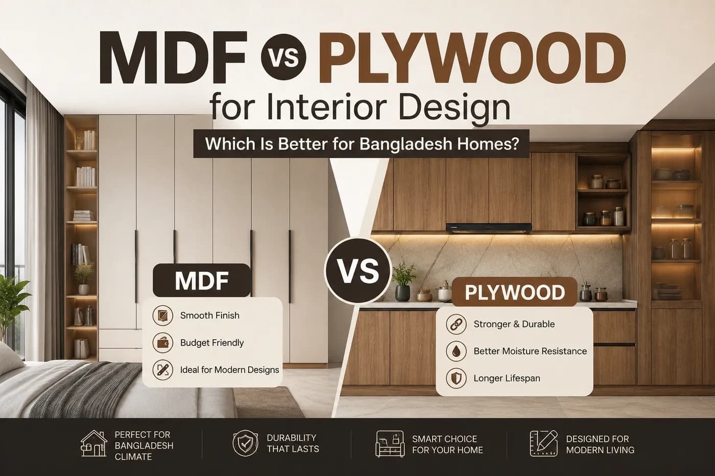 MDF vs Plywood for Interior Design: Which Is Better for Bangladesh Homes?