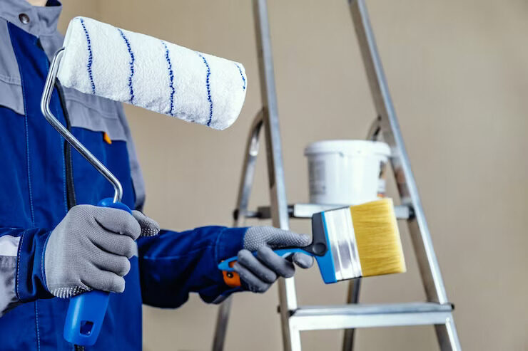 plaster-painter-is-ready-paint-wall-hands-roller-brush-stepladder-bucket-paint-background_102577-138